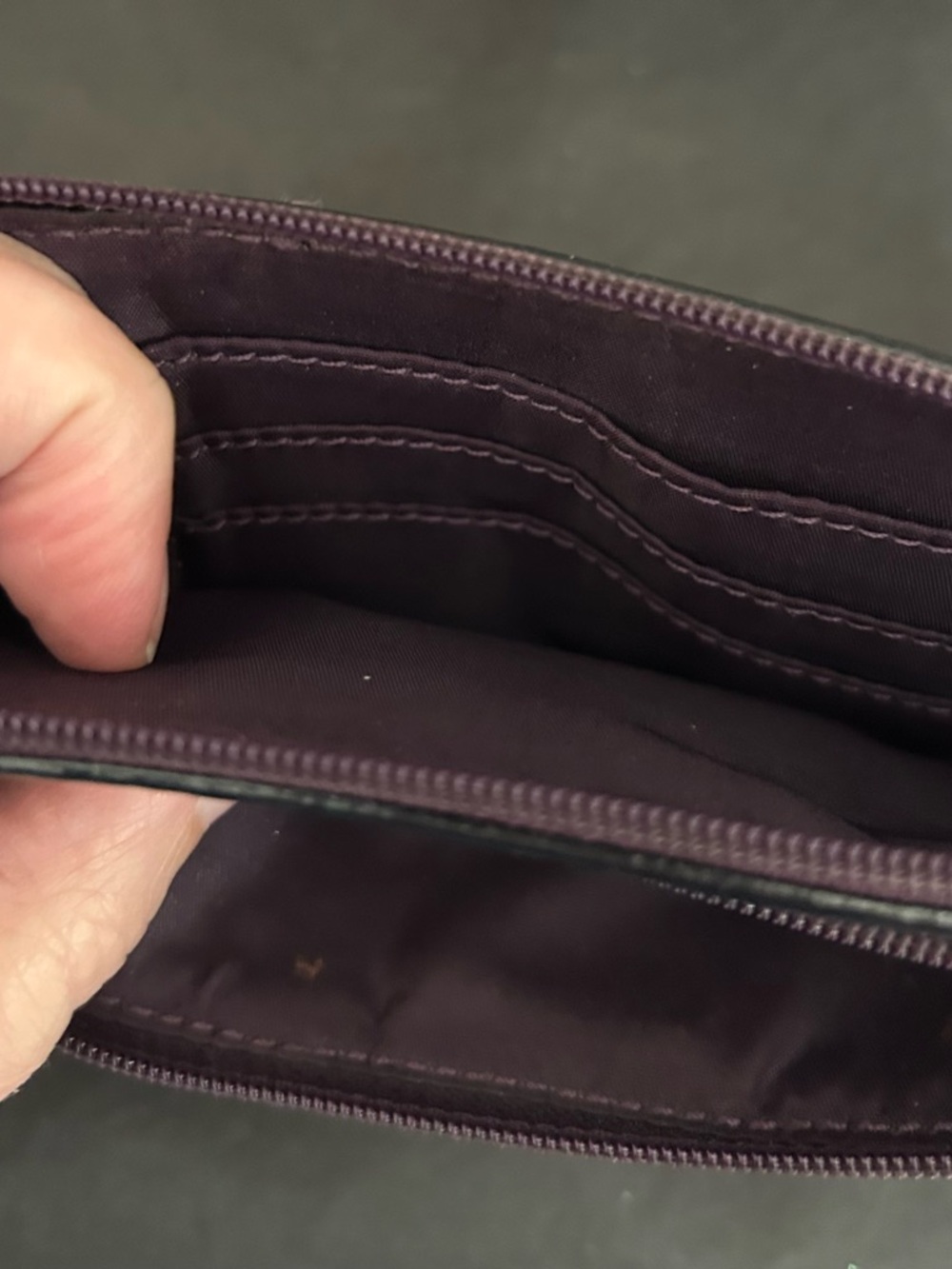 Coach Purple Leather Double Zip Wallet AND Signature Coach Pouch (Both) - Picture 4 of 5